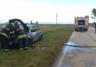 Un automóvil tomó fuego en Ruta Provincial N° 1 en cercanías a Freyre 
