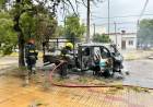 Vuelco de un automóvil tras un choque en barrio Sarmiento