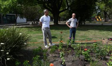 Ornamentaron la Plaza Cívica con flores del Vivero Municipal