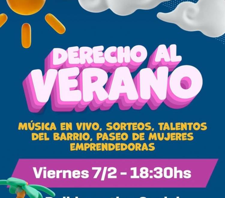 Este viernes “Derecho al Verano” con música y sorteos en el Polideportivo Social de barrio Parque